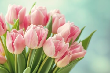 Fototapeta premium pink tulips vase table banner test mod open