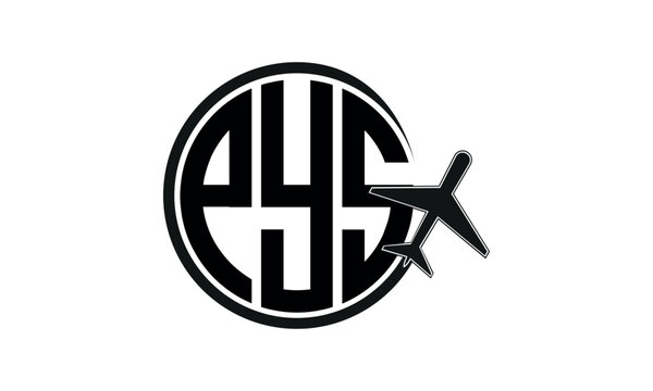 PYS three initial letter circle tour & travel agency logo design vector template. hajj Umrah agency, abstract, wordmark, business, monogram, minimalist, brand, company, flat, tourism agency, tourist