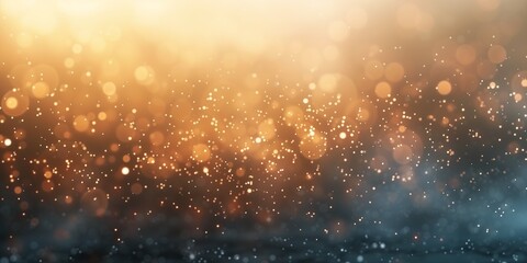 closeup blurry background yellow blue light sparkling dew gold flakes raining winter wearing dress solid black angelic golden emitting diodes