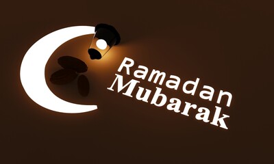 ramadan mubarak landscape brown light lamp and dates desktop background