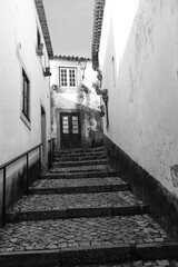 narrow street in the old village of Obidos in Portugal - 732022779