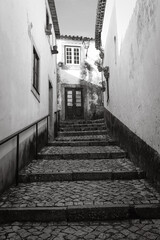 narrow street in the old village of Obidos in Portugal - 732022785
