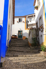 narrow street in the old village of Obidos in Portugal - 732022788