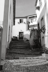 narrow street in the old village of Obidos in Portugal - 732022789