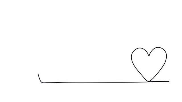 Heart and pulse, one line drawing animation. Video clip with alpha channel.