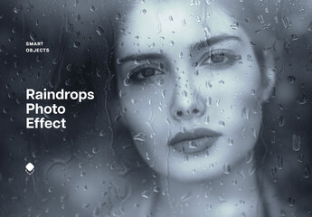 Cinematic Raindrops On The Glass Photo Effect Mockup WIth Generative AI - obrazy, fototapety, plakaty