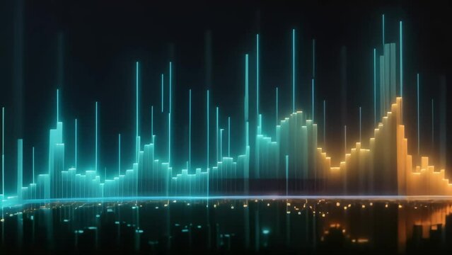 Illuminated graphs illustrating fluctuations. Concept of financial and stock markets. Depiction of market trends. Generative AI	

