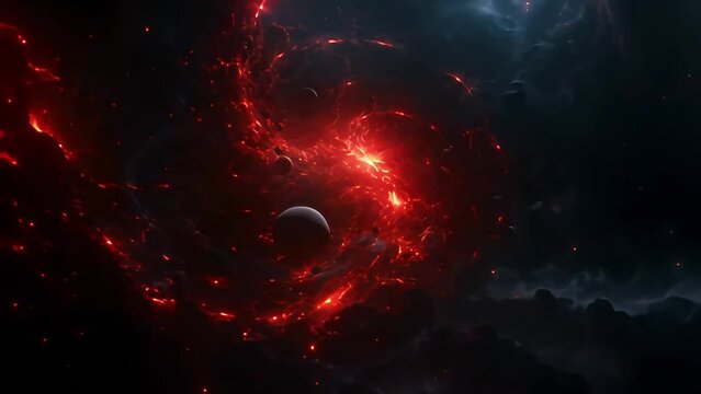 the red nebula in deep space. the mysterious and unknown secrets of the universe. Generative AI