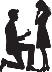 silhouette of a  proposal man 
