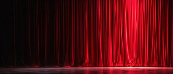 Elegant Red Theater Curtains for World Theatre Day Celebration Banner.