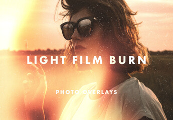 Light Film Burn Photo Effect Overlay Mockup - obrazy, fototapety, plakaty