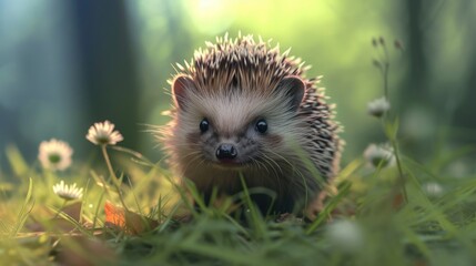 Fototapeta premium Cute African pygmy hedgehog in a captivating close-up