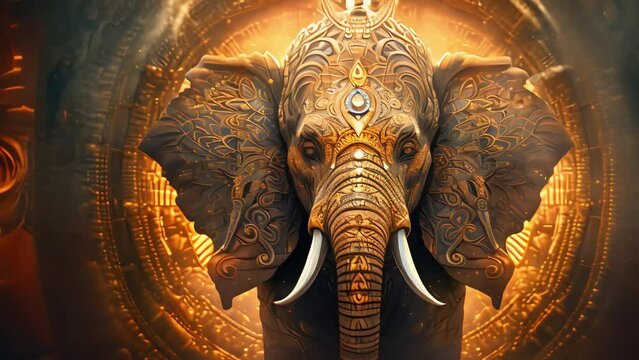 An intricately detailed portrait of an elephant, in vivid colors and unique authorial style. Generative AI	
