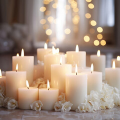 Fototapeta na wymiar White Candles in the interior