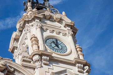 Spanish architecture on the public commercial and historical streets in Valencia, Spain
