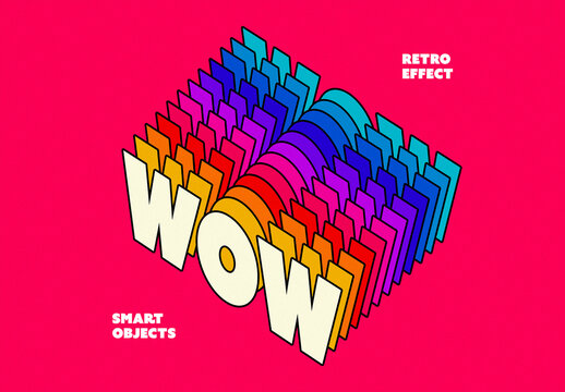 Retro Motion Rainbow Text Effect Mockup