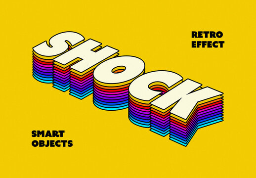 Retro Party Rainbow Text Effect Mockup