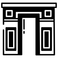 Gate of the Sun glyph and line vector illustration