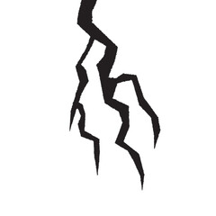 A high-contrast of a crack, isolated on a white background. Design element for depicting damage or destruction, suitable for use in articles about earthquakes, repair, and conflict or fracture