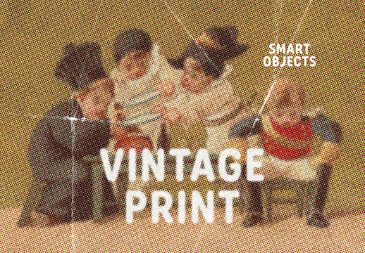 Vintage Print Photo Effect Mockup