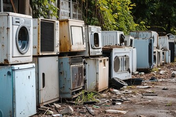 Electronic devices dump. Electronic equipment recycling. Disposal of electronic waste. E-recycling 