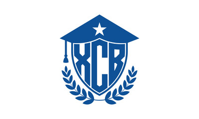 XCB three letter iconic academic logo design vector template. monogram, abstract, school, college, university, graduation cap symbol logo, shield, model, institute, educational, coaching canter, tech