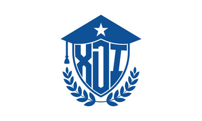 XDI three letter iconic academic logo design vector template. monogram, abstract, school, college, university, graduation cap symbol logo, shield, model, institute, educational, coaching canter, tech