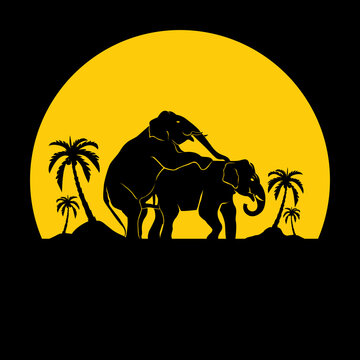 Elephant Silhouette - Animal Sex - Black & White - Elephant Sex - Minimal Animal - Elephant Clipart - Kamasutra - Doggy Style - Erotic - Sexy - Zoo - Animal - Jungle - Forest - Minimal Art