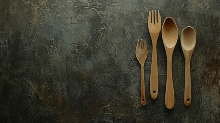Sustainable dining: Natural eco-friendly utensils showcasing an ecological lifestyle. Copy space available