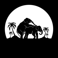 Elephant Silhouette - Animal Sex - Black & White - Elephant Sex - Minimal Animal - Elephant Clipart - Kamasutra - Doggy Style - Erotic - Sexy - Zoo - Animal - Jungle - Forest - Minimal Art