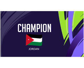 Jordanie Champion Flag Ribbon Asian Nations 2023 Emblem Teams Countries Asian Football Symbol Logo Design Vector Illustration