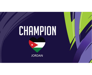 Jordanie Champion Flag Heart Asian Nations 2023 Emblem Teams Countries Asian Football Symbol Logo Design Vector Illustration