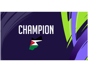 Jordanie Champion Map Flag Asian Nations 2023 Emblem Teams Countries Asian Football Symbol Logo Design Vector Illustration