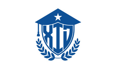 XID three letter iconic academic logo design vector template. monogram, abstract, school, college, university, graduation cap symbol logo, shield, model, institute, educational, coaching canter, tech