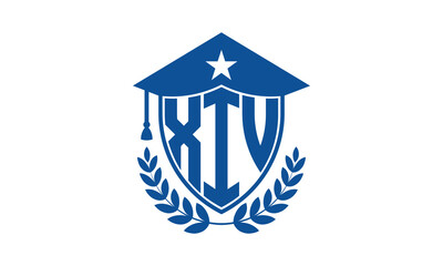 XIV three letter iconic academic logo design vector template. monogram, abstract, school, college, university, graduation cap symbol logo, shield, model, institute, educational, coaching canter, tech
