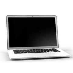 Laptop with Blank Screen Isolated on White Background

