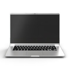 Laptop with Blank Screen Isolated on White Background

