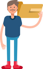 Beard Man Character Holding Folder
