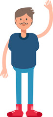 Beard Man Character Raising Hand Illustration
