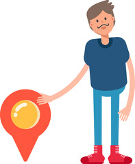 Beard Man Character and Location Pin
