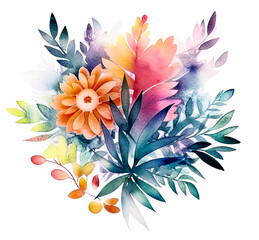 Soft pastel colored flowers against a light watercolor background.