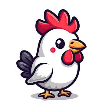 flat logo of Cute chicken cartoon vector icon illustration. animal nature icon concept isolated premium vector