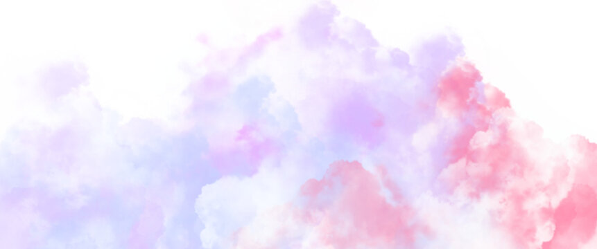 pastel pink blue white clouds cloudscape on transparent background clip art