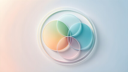 This is a circular Venn diagram graphic image that can be used as a PowerPoint background. Generative AI.