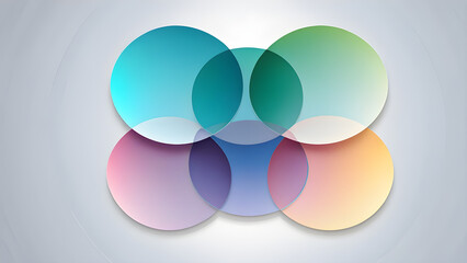 This is a circular Venn diagram graphic image that can be used as a PowerPoint background. Generative AI.