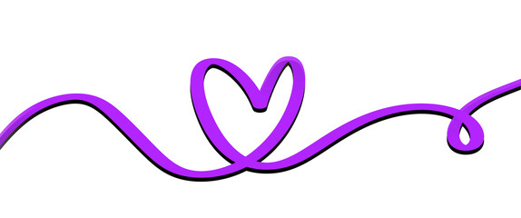 heart ribbon on transparent background 3d rendering purple clipart