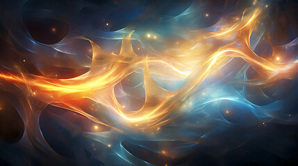 Abstract tendrils of energy intertwining in a cosmic dance, crafting a visually dynamic