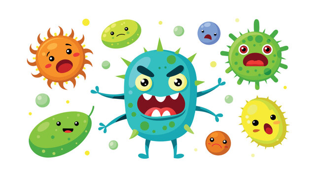 Colorful Cartoon Germs and Viruses Illustration