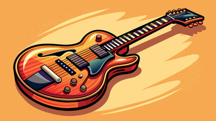 Vibrant Vector Illustration of an Electric Guitar on Warm Background