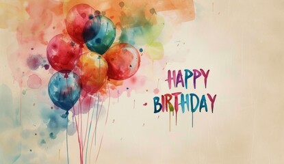 a colorful watercolor birthday card for birthday wishes Generative AI